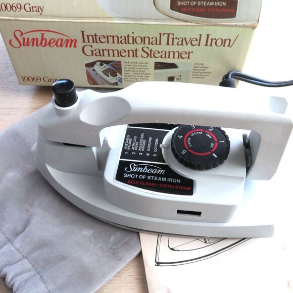 Sunbeam International Travel Iron/Garment Steamer 10069 Gray Compact Dual Voltag - Picture 9 of 16